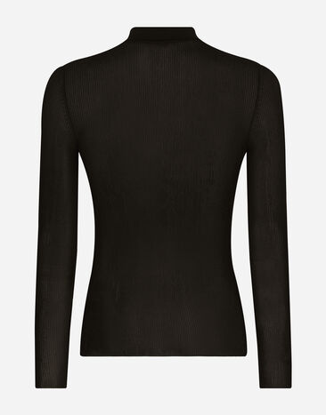 Dolce & Gabbana Camiseta tipo polo de viscosa acanalada Negro GXR81TJAIO9