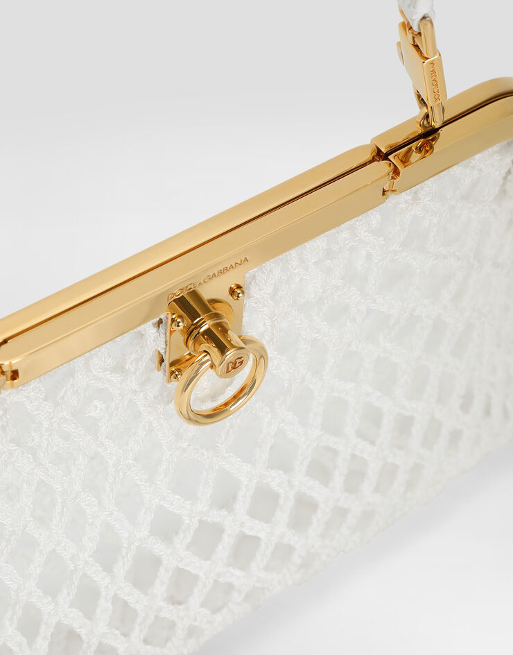 Dolce & Gabbana Amanda handbag in mesh and palmellato calfskin White BB7920A0699
