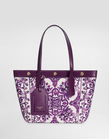 Dolce & Gabbana Majolica-print atene shopping bag in canvas Multicolor BB7828AN220