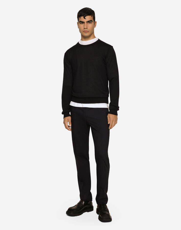 Dolce & Gabbana Crewneck sweater in cashmere Blue GX412TJAWLA
