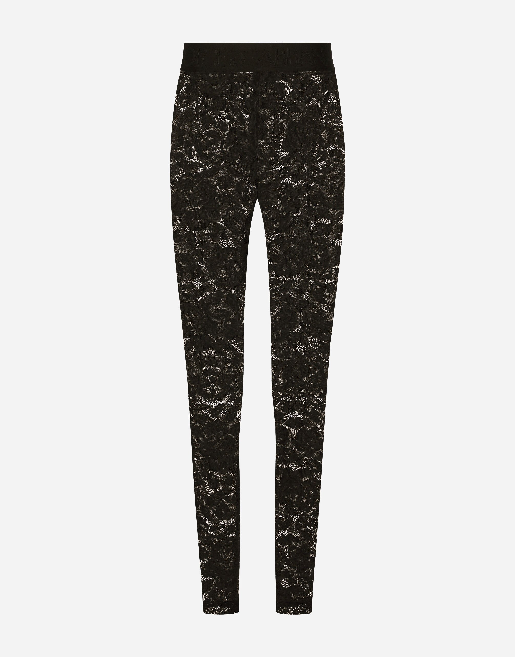 Floral lace stitch leggings in Black for Women Dolce Gabbana