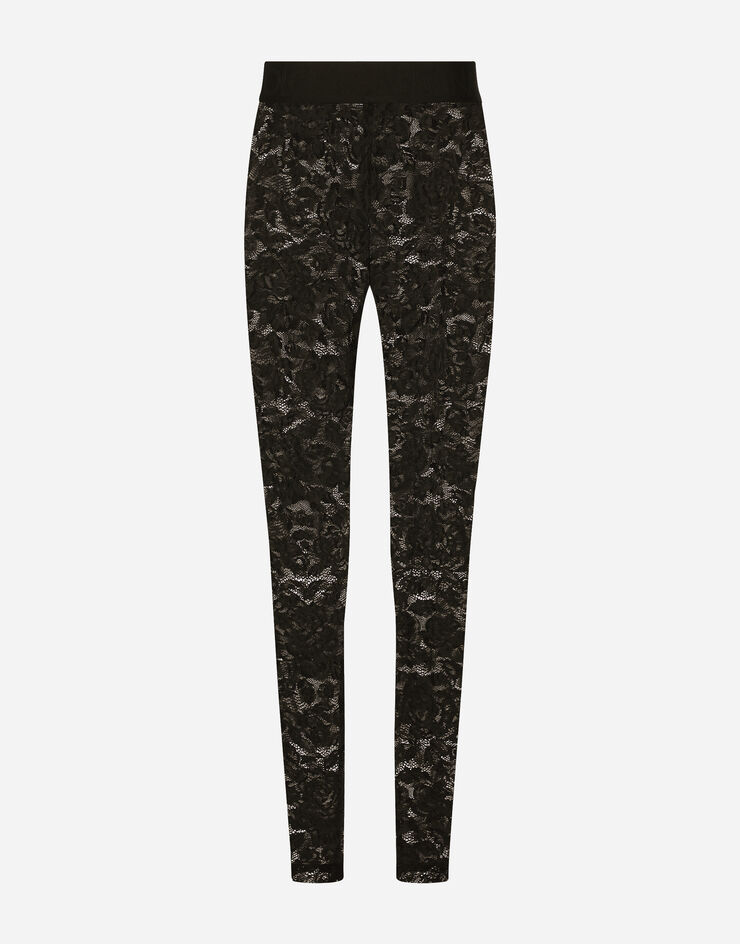 Floral lace-stitch leggings in Black for Women