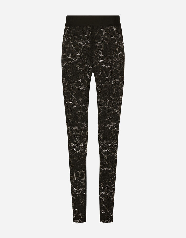 Dolce&Gabbana Leggings im floralen Ajourmuster Schwarz FTB5TTFLUBF