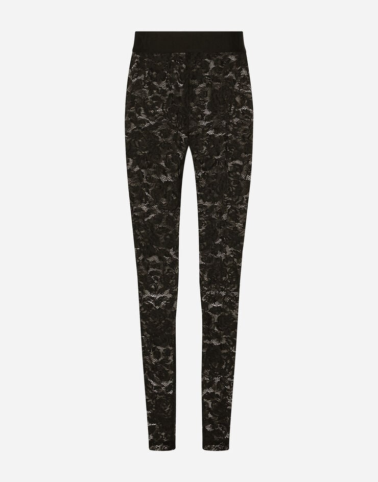 Floral lace-stitch leggings in Black for Women