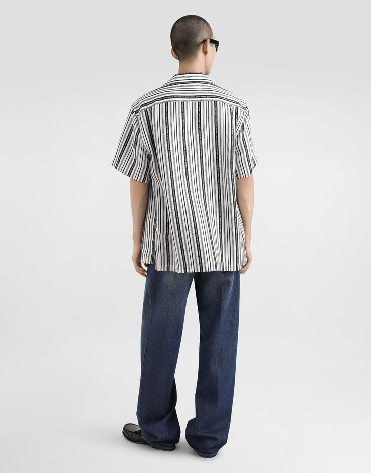 Dolce & Gabbana Silk T-shirt with logo Black G8RN8ZFU75F