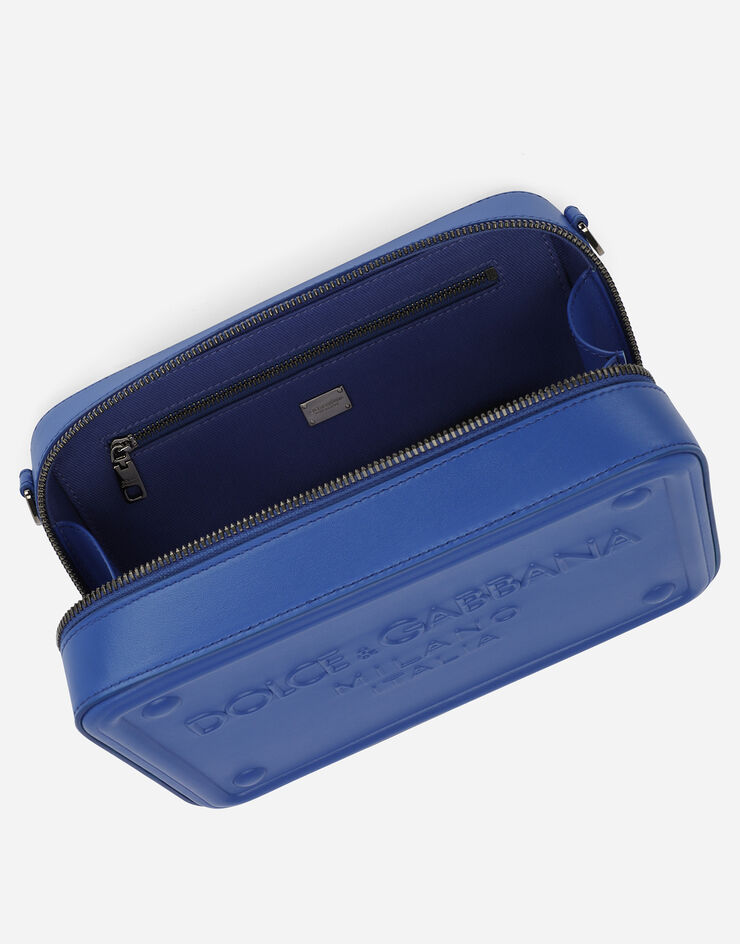 Dolce & Gabbana Calfskin crossbody bag with raised logo Blue BM7329AG218