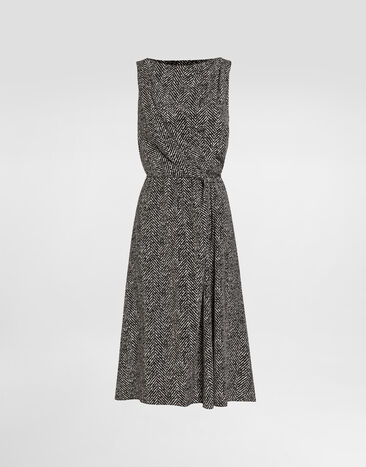 Dolce & Gabbana Robe en crêpe épais à imprimé chevrons Multicolore F6TWATFSA70