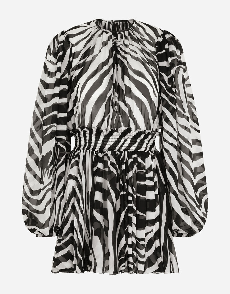 Dolce & Gabbana Short zebra-print chiffon dress Multicolor F6ACMTIS1MJ