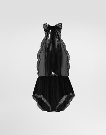 Dolce & Gabbana Chiffon and lace bodysuit Black O7B29TON0FB