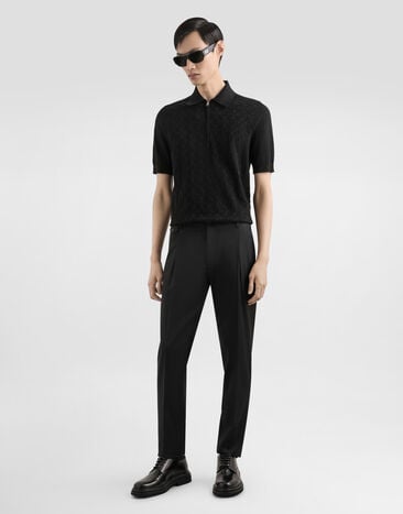 Dolce & Gabbana Polo en jersey de soie avec logo Noir GXZ79TJBSM4