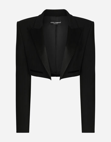 Dolce & Gabbana Spencer tipo esmoquin en gabardina de lana Negro F2919TFU21E