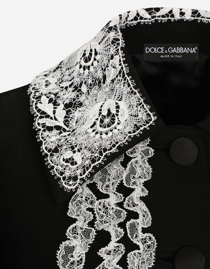 Dolce & Gabbana ショートコート ウール レースディテール ブラック F0E1PTFUBCI