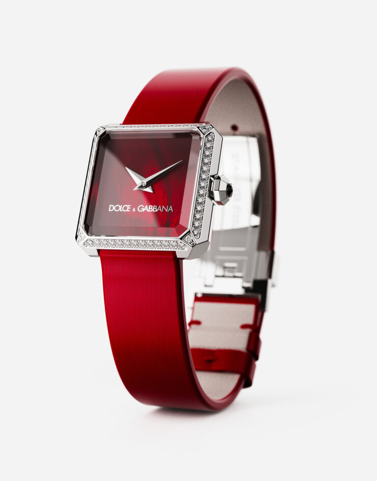 Dolce & Gabbana Sofia steel watch with colorless diamonds Rouge Framboise WWJC2SXCMDT