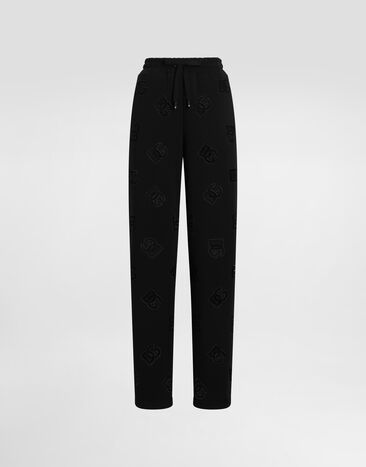 Dolce & Gabbana Jersey jogging pants with cut-out and DG logo Black FTBM0TFU21E