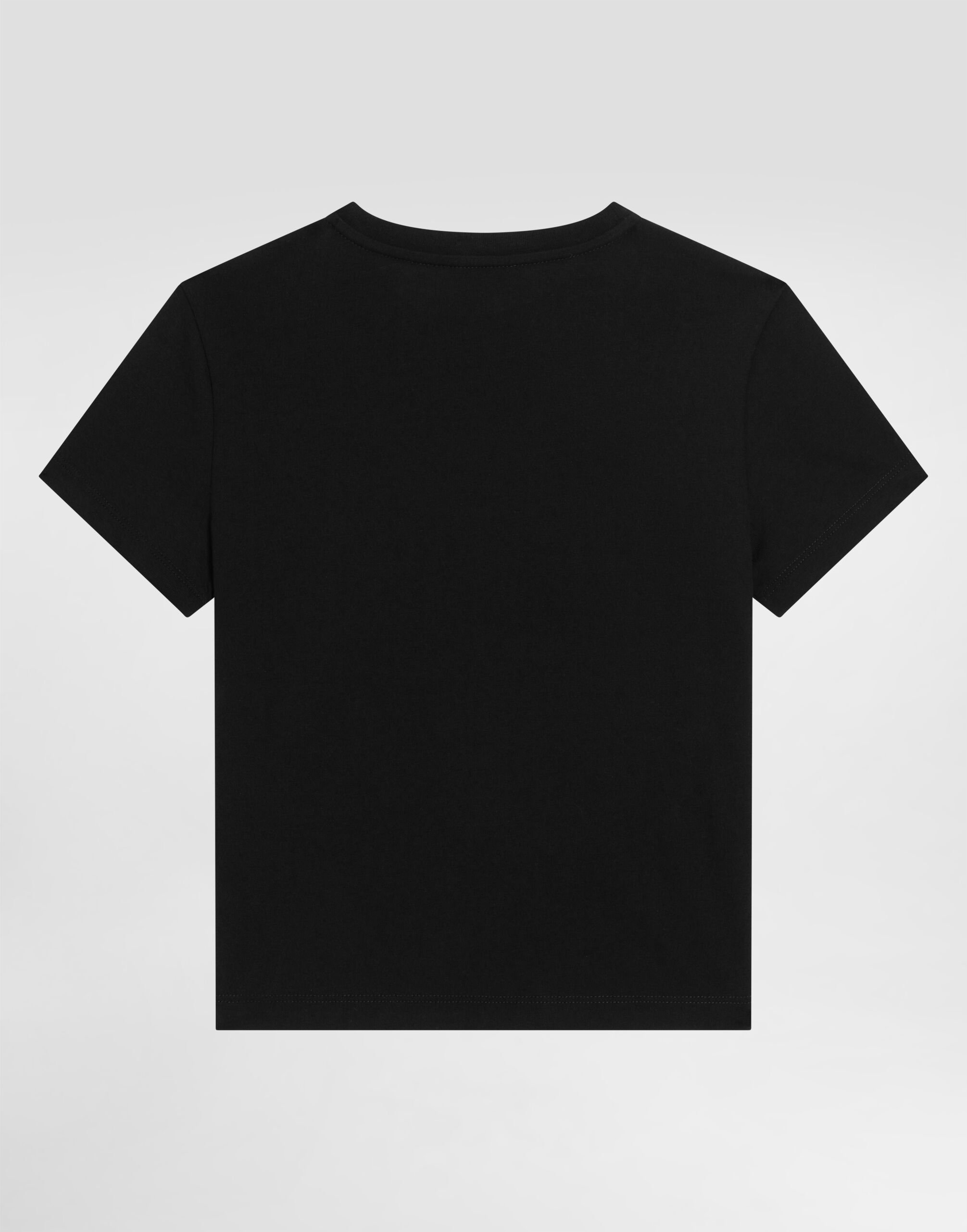 Jersey T-shirt with rhinestone details in Black for Girls