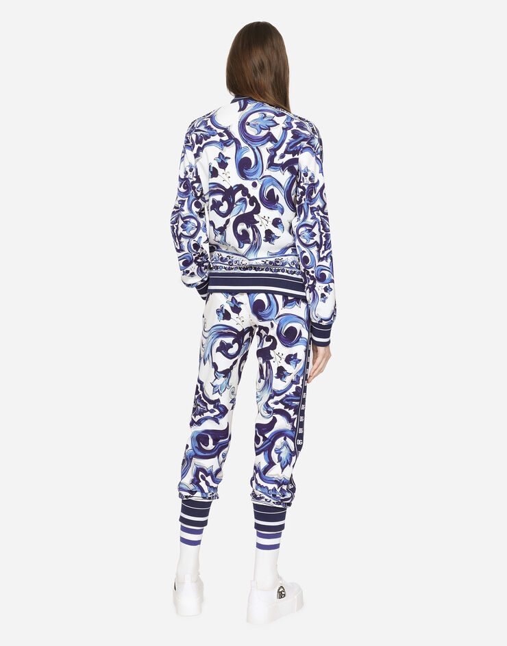 Dolce & Gabbana Pantalon de jogging en cady à imprimé majoliques Multicolore FTA1DTFPIAI
