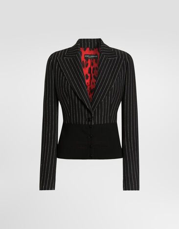 Dolce & Gabbana Turlington single-breasted jacket in pinstripe wool Multicolor F2JBJTFBZAF