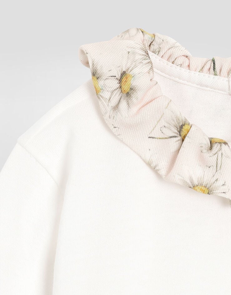 Dolce & Gabbana Jerseyt-shirt with flower print and DG logo White L2JTPLG7PJJ