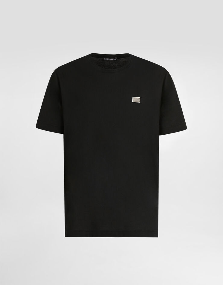 Dolce & Gabbana ロゴプレート コットン Tシャツ ブラック G8SE3TFU7EN