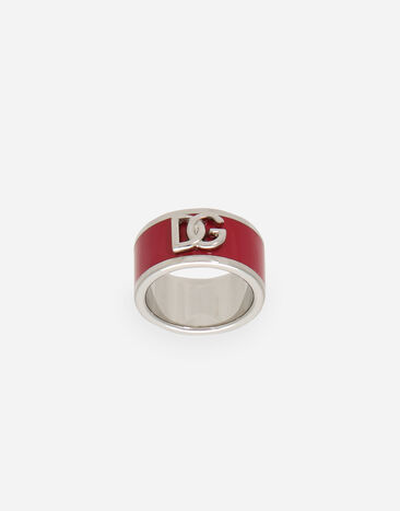 Dolce & Gabbana Enameled DG logo ring Fuchsia WRP6L2W1111