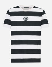 Dolce&Gabbana Striped Marina-print T-shirt with DG embroidery Grey G041KTGG914