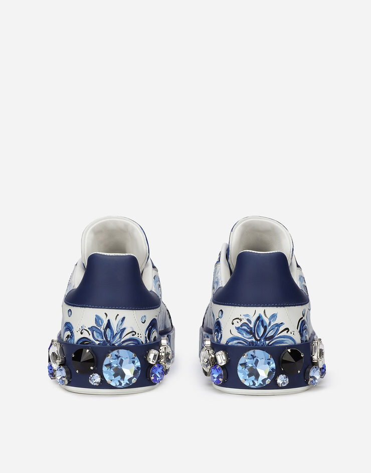 Dolce&Gabbana Sneaker Portofino aus Kalbsleder Majolika-Print Mehrfarbig CK1544AD466