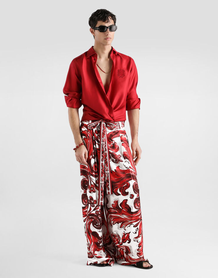 Dolce & Gabbana Martini shirt in silk twill Red G5ML1ZFU1XB