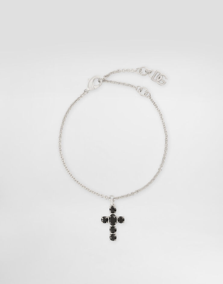 Dolce & Gabbana 水钻十字架坠饰手链 银 WBQ6D1W1111