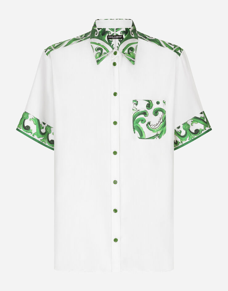 Dolce & Gabbana 마욜리카 프린트 실크 하와이안 셔츠 인쇄 G5LY2TGI116