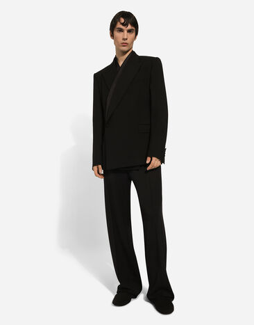 Dolce & Gabbana Pantalón de pernera recta de lana elástica Negro GYZMHTGH667