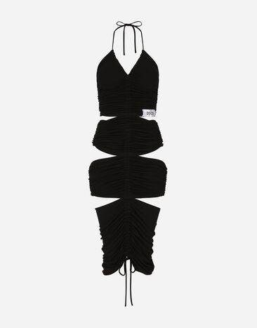 Dolce & Gabbana Abito longuette drappeggiato in jersey Black F6BFZTFUGAI
