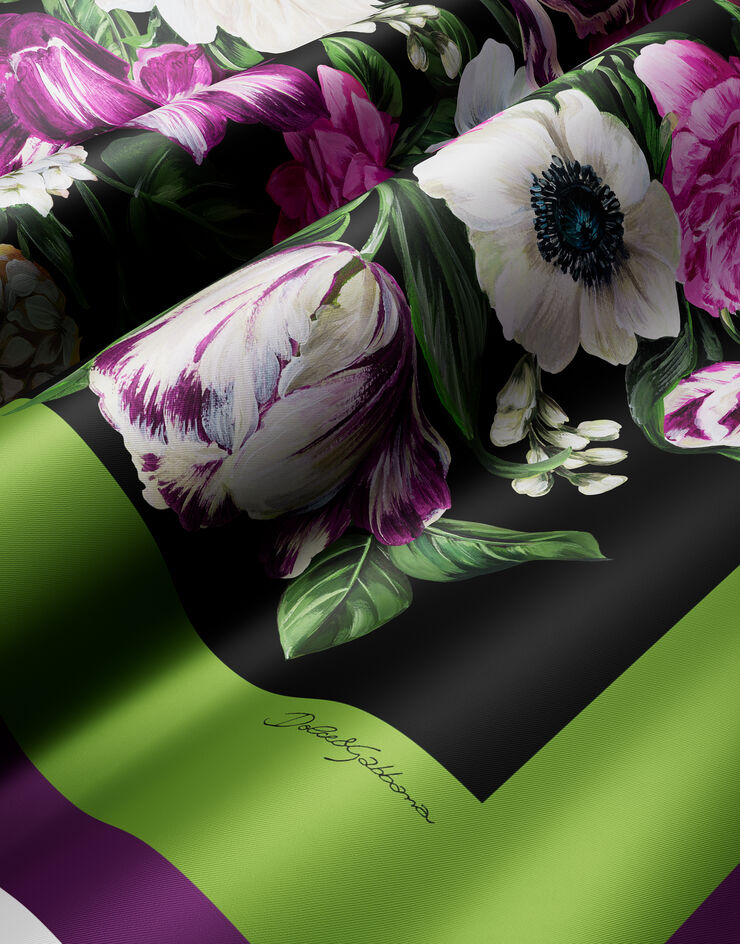 Dolce & Gabbana Fular en sarga de seda con estampado de flores 90 x 90 Imprima FN090RGDCXD