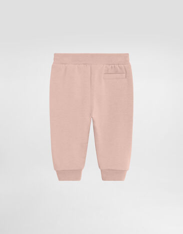 Dolce & Gabbana Fleece trousers with leopard heart patch Pink L2JPI1G7PSG