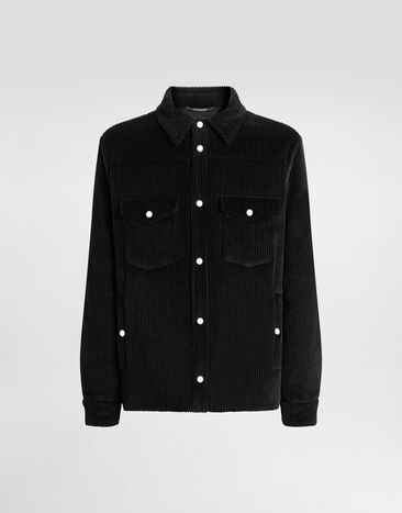 Dolce & Gabbana Camicia in velluto imbottito e trapuntato Nero G9BRETFUVFE