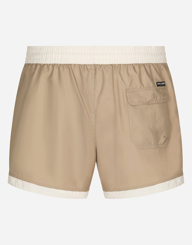 Dolce & Gabbana Swim shorts with contrasting borders Brown M4E80TFUSFW