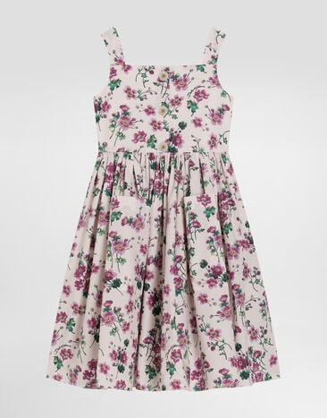 Dolce & Gabbana Violets-print poplin dress Print L54DJ7HS5TX