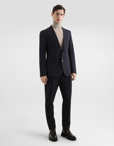Dolce & Gabbana Single-breasted taormina wool canvas jacket Blue G2VK7TFURK8