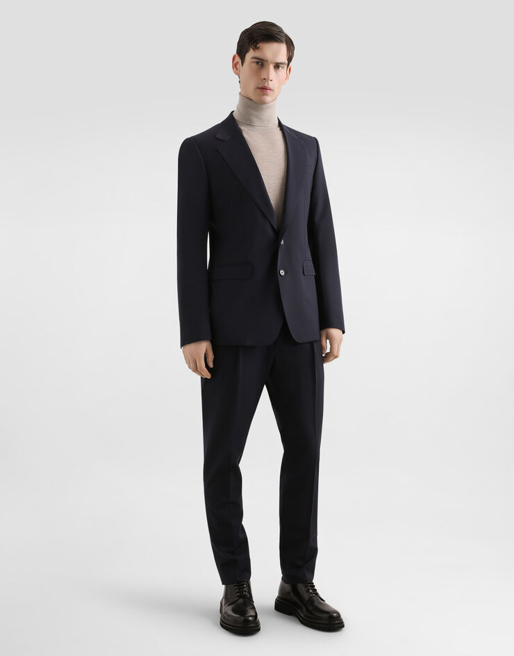 Dolce & Gabbana Single-breasted taormina wool canvas jacket Blue G2VK7TFURK8