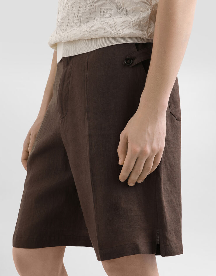 Dolce & Gabbana Pantaloni jogging in lino Marrone GP134TFU4LG