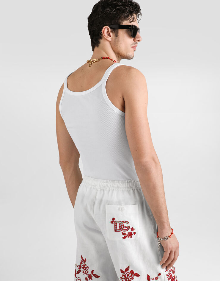 Dolce & Gabbana Cotton tank top with dg embroidery Dolce & Gabbana Cotton tank top with dg embroidery White G8PA8ZG7QNQ