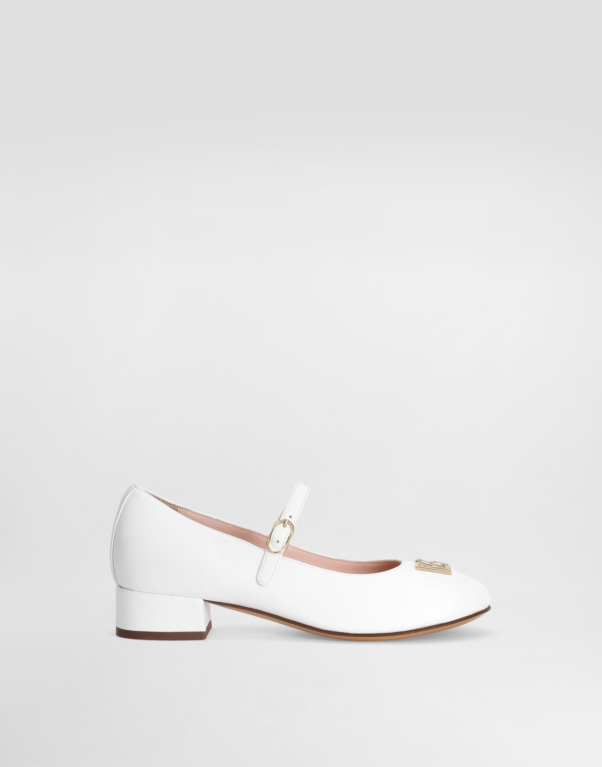Dolce & Gabbana ホワイトフラットシューズ 35 Nappa leather ballet flats in White for Girls | Dolce&Gabbana® US