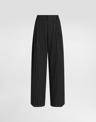 Dolce & Gabbana Pinstripe trousers in virgin wool and linen Multicolor FTDMITFR3F2