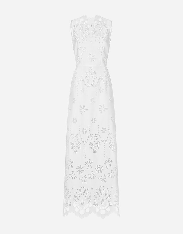 Long cotton dress with cut-out detailing in White for Women | Dolce ...