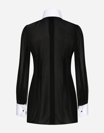 Dolce & Gabbana Chiffon shirt with piqué details Dolce & Gabbana Chiffon shirt with piqué details Black F5S24TFU1AT