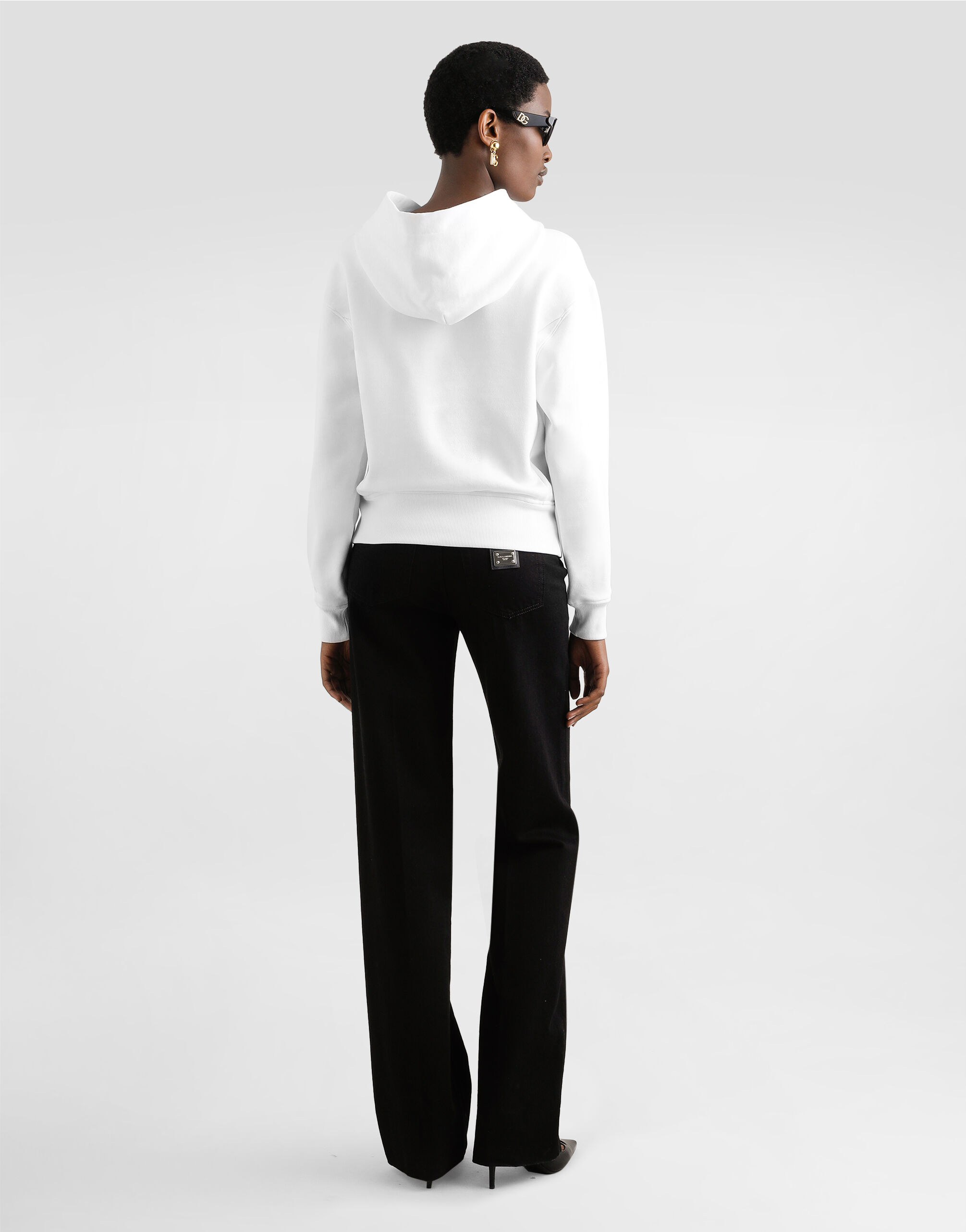 Cotton sweatshirt with embroidery in White for Women