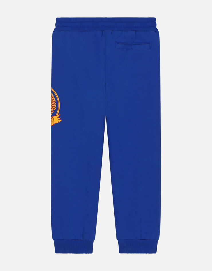DolceGabbanaSpa Cotton jogging pants with mascot print Blue L4JPFEG7JT2