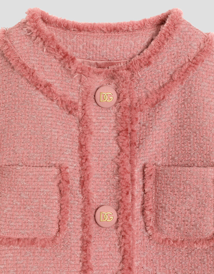 Dolce & Gabbana Einreihige Jacke aus Raschel-Tweed mit dekorativen Knöpfen Rosa L52E37HUMUA