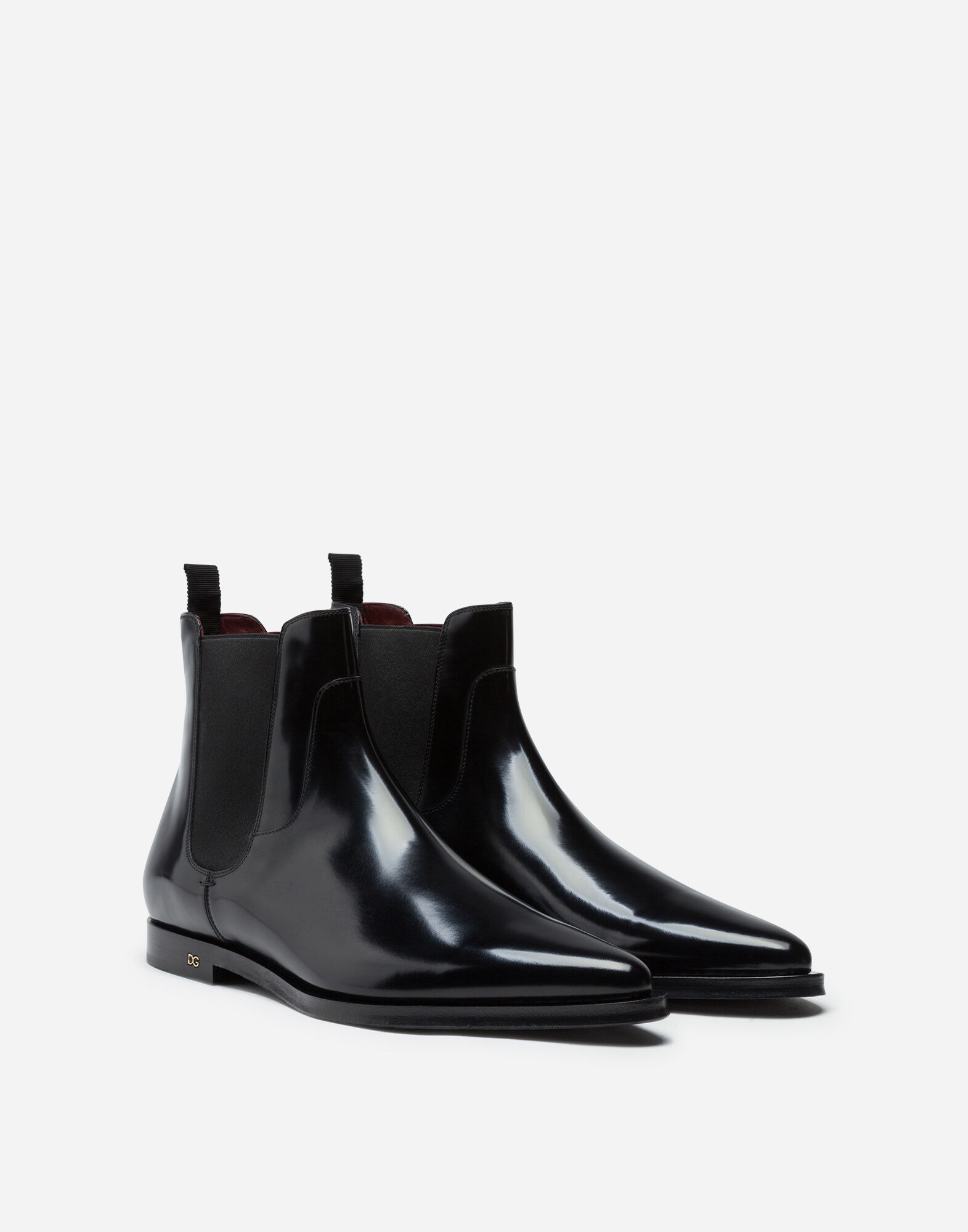 Brushed calfskin chelsea boots in BLACK Dolce Gabbana