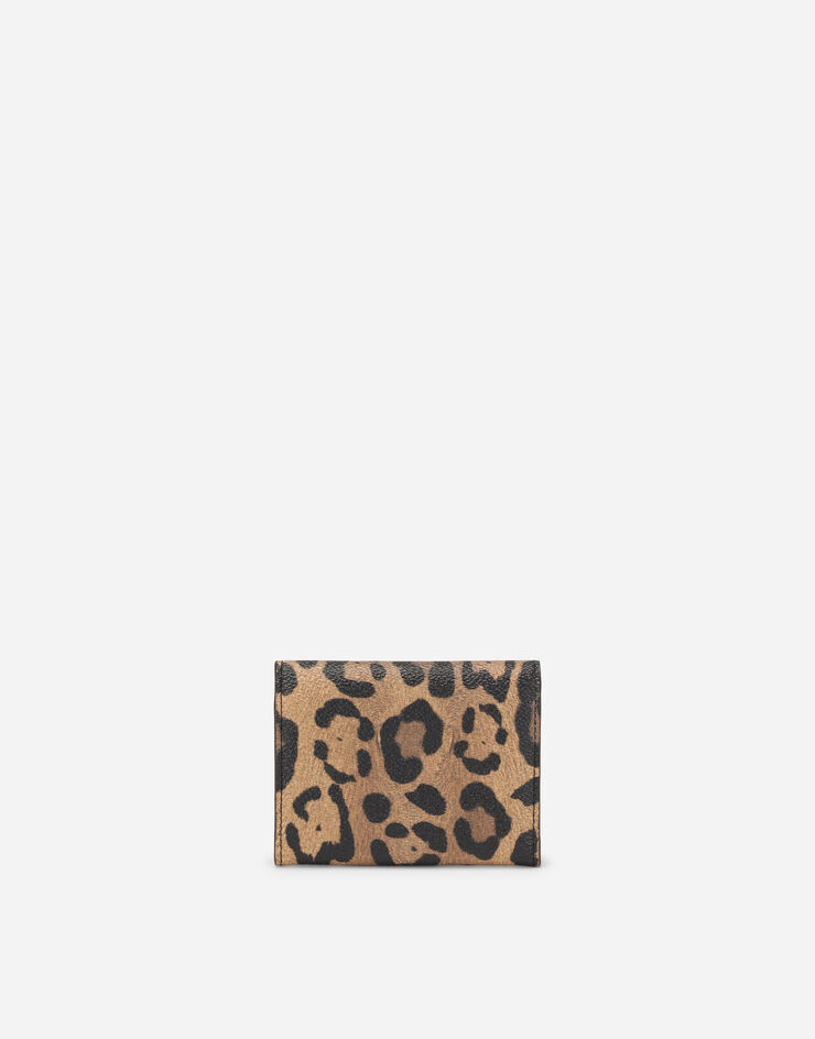 Dolce & Gabbana Monedero en crespo estampado leopardo con placa con logotipo Multicolor BI1368AW384