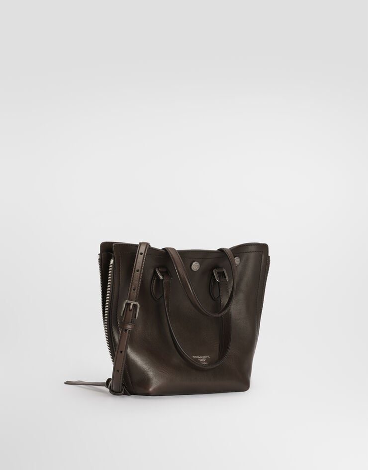 Dolce & Gabbana Atene tempesta calfskin shopping bag Brown BM7890AU994